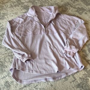 Waffle-Knit Half-Zip Tunic Top - Lavender